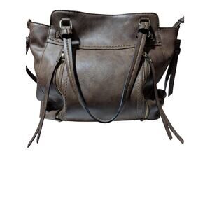 Louis Cardy soft brown leather multi pocket handbag with additional strap